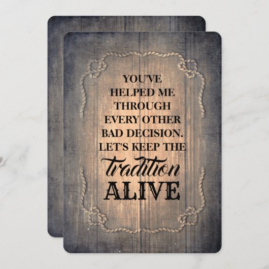 Rustiek Grappig Bruidsmeisje / Maid of Honor Voors Kaart (Voorkant / Achterkant)