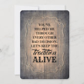 Rustiek Grappig Bruidsmeisje / Maid of Honor Voors Kaart (Voorkant)