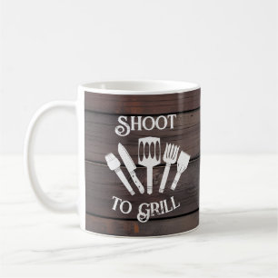 Rustiek Grappig Koken Gift Mannen-Shoot to Grill Koffiemok