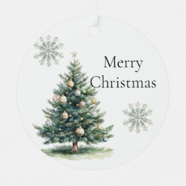 Rustiek Green Gold Cream Kerstboom Sneeuwvlokken Metalen Ornament