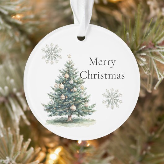 Rustiek Green Gold Cream Kerstboom Sneeuwvlokken Ornament (Boom)