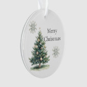 Rustiek Green Gold Cream Kerstboom Sneeuwvlokken Ornament (voorkant)