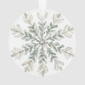 Rustiek Green Gold Cream Kerstboom Sneeuwvlokken Ornament (achterkant)