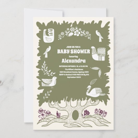 Rustiek Green Woodland Fern Baby shower Kaart (Voorkant)