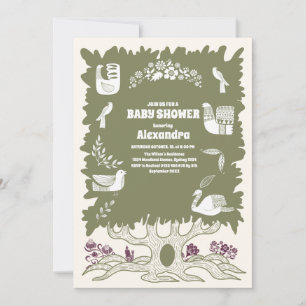 Rustiek Green Woodland Fern Baby shower Kaart