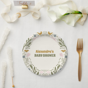 Rustiek Green Woodland Fern Baby shower Papieren Bordje