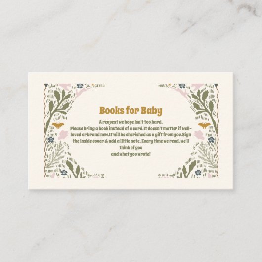 Rustiek Green Woodland Fern Boek voor Baby Informatiekaartje (Voorkant)