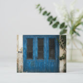 Rustiek Grieks Blauwe Deur Briefkaart (Staand voorkant)
