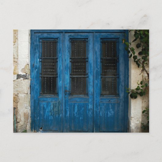 Rustiek Grieks Blauwe Deur Briefkaart (Voorkant)