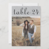 Rustiek Grijs Bruiloft Foto Tafelnummer (Achterkant)