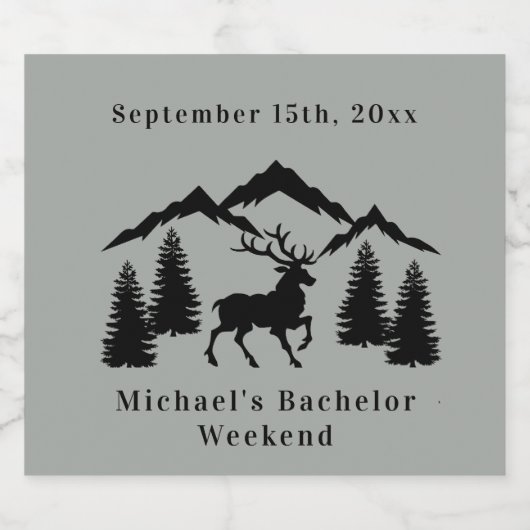 Rustiek Grijs Buck Jacht Vrijgezellenweekend Bier Etiket (Enkel label)