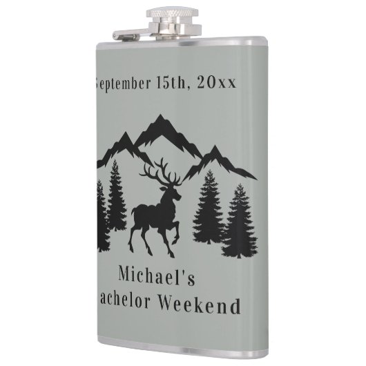 Rustiek Grijs Buck Jacht Vrijgezellenweekend Heupfles (Links)