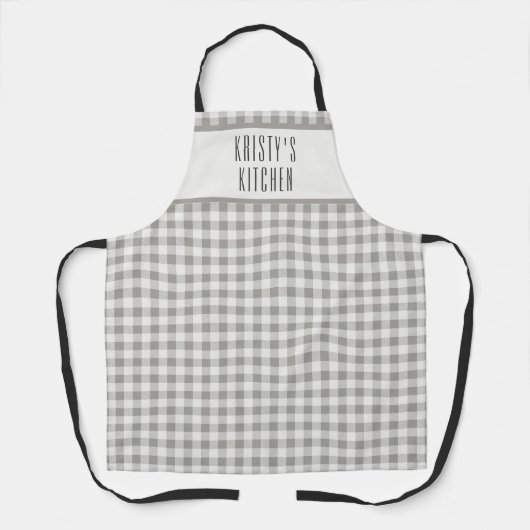 Rustiek Grijs Buffalo Plaid Boerderij Gingham Cust Schort (Voorkant)