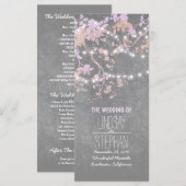 Rustiek Grijs en Roze Boom takken Huwelijksprogram Programmakaart (Voorkant / Achterkant)