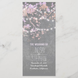 Rustiek Grijs en Roze Boom takken Huwelijksprogram Programmakaart