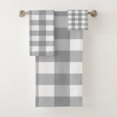 Rustiek grijs en wit Buffalo Plaid Patroon Bad Handdoek (Insitu)