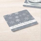 Rustiek grijs en witte sneeuwvlokken patroon Feest Kartonnen Onderzetters (Schuin)