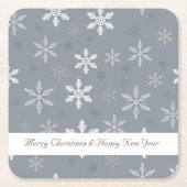 Rustiek grijs en witte sneeuwvlokken patroon Feest Kartonnen Onderzetters (Voorkant)