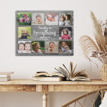 Rustiek Grijs Hout 10 Foto Collage Familie Imitatie Canvas Print<br><div class="desc">Creëer uw eigen foto-collage canvasafdruk met 10 van uw favoriete afbeeldingen op een achtergrond van houttextuur.Personaliseer met familienaam en vastgestelde datum. Het citaat "Familie is Alles" voegt een unieke aanraking aan het geschenk van de fotocollage toe.</div>