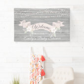 Rustiek grijs hout blush lint baby shower spandoek (Insitu)
