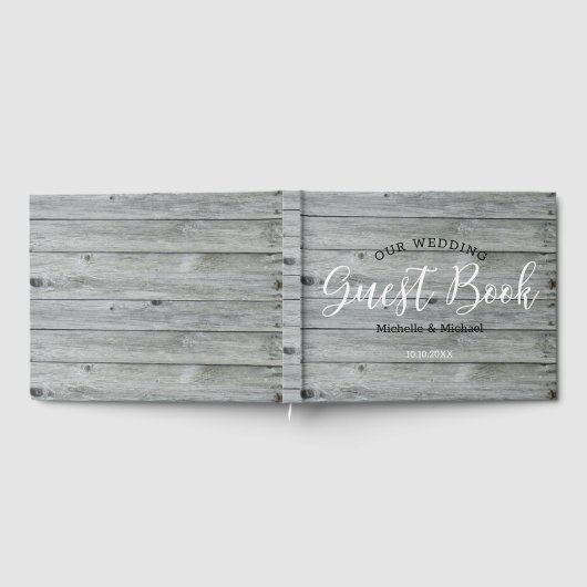 Rustiek grijs hout Country Wedding Gastenboek (Volledig)