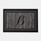 Rustiek Grijs Hout Custom Monogram Ontwerp Deurmat (Voorkant)