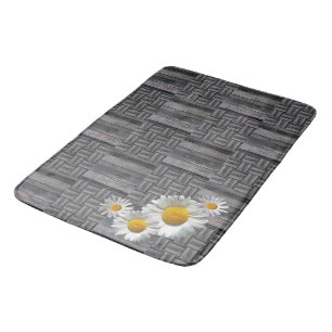 Rustiek grijs hout en Daisy Bath Mat