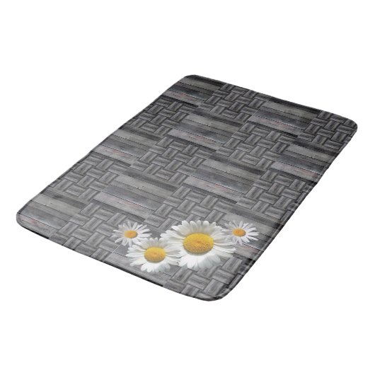 Rustiek grijs hout en Daisy Bath Mat (Gekanteld)