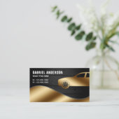 Rustiek Grijs Hout Goud Luxe Auto Huren Chauffeur Visitekaartje (Staand voorkant)