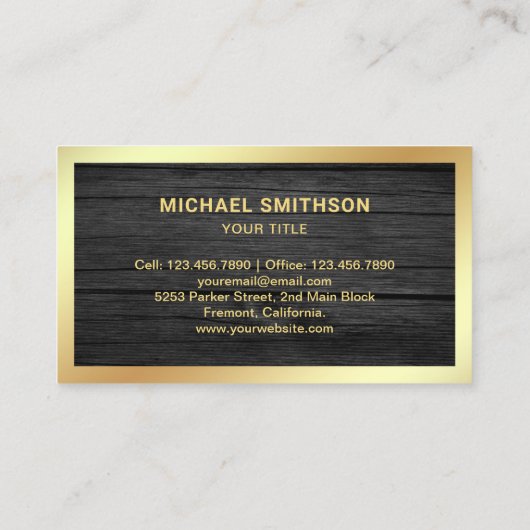 Rustiek Grijs Hout Goud Luxe Jacht Charter Visitekaartje (Achterkant)