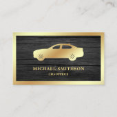 Rustiek Grijs Hout Gouden Auto Professionele Chauf Visitekaartje (Voorkant)