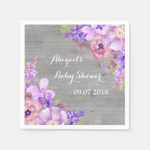 Rustiek Grijs Hout Paarse Bloemen Baby showers ser