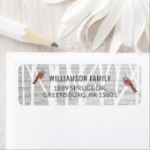 Rustiek Grijs Hout Winter Berken Boom & Rood Kardi Etiket (Insitu)