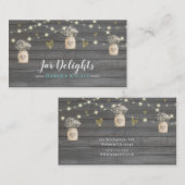 Rustiek Grijs Houten Lichten & Mason Jar Bloemen Visitekaartje (Voorkant / Achterkant)