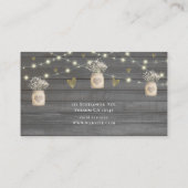 Rustiek Grijs Houten Lichten & Mason Jar Bloemen Visitekaartje (Achterkant)