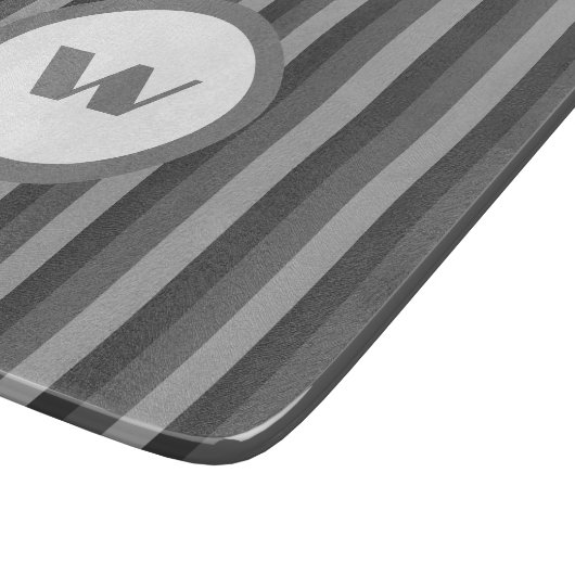 Rustiek Grijs Monogram & Strepen Snijplank (Hoek)