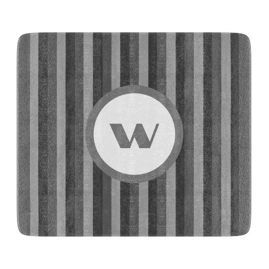 Rustiek Grijs Monogram & Strepen Snijplank (Voorkant)