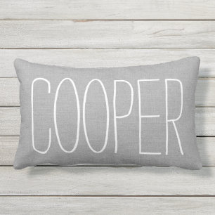 Rustiek Grijs Naam Monogram Buitenkussen