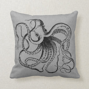 Rustiek Grijs  Octopus Illustratie Kussen
