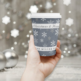 Rustiek Grijs Sneeuwvlokken Patroon Kerst Papieren Bekers