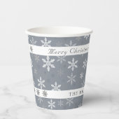  Rustiek Grijs Sneeuwvlokken Patroon Kerst Papieren Bekers (Voorkant)