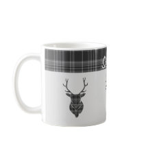 Rustiek grijs tartan patroon en hert hoofd gewei
