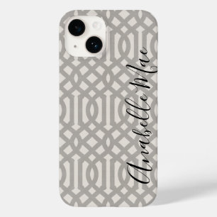 Rustiek Grijs Trellis Monogram Case-Mate iPhone 14 Hoesje