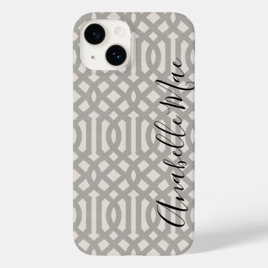 Rustiek Grijs Trellis Monogram Case-Mate iPhone Case (Achterkant)