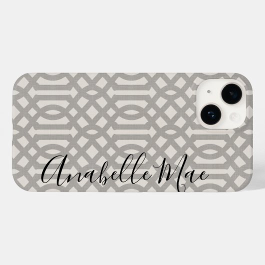 Rustiek Grijs Trellis Monogram Case-Mate iPhone Case (Achterkant (horizontaal))