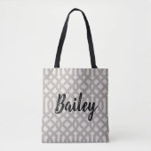 Rustiek Grijs Trellis Monogram Tote Bag (Voorkant)
