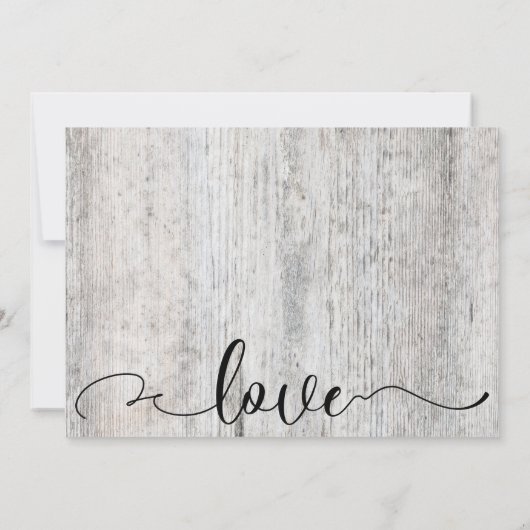 Rustiek Grijs Verweerd Hout Bruiloft Save the Date (Achterkant)