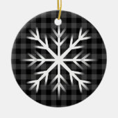 Rustiek grijs zwart geruite patroon ijzige sneeuwv keramisch ornament (Voorkant)