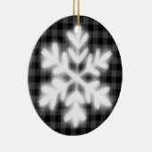 Rustiek grijs zwart geruite patroon ijzige sneeuwv keramisch ornament (Rechts)