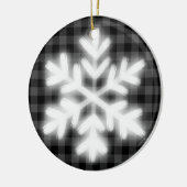 Rustiek grijs zwart geruite patroon ijzige sneeuwv keramisch ornament (Links)